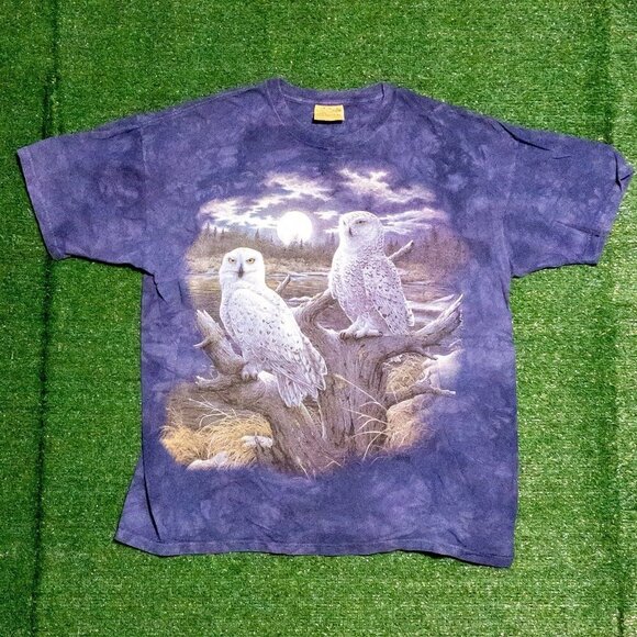 THE MOUNTAIN MENS T SHIRT VINTAGE 1999 SNOWY OWLS BIRD FEATHERS OUTDOORS SZ XXL - Picture 6 of 6
